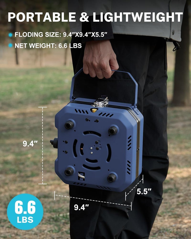 Gonex Camping Stove with 2 Burner Griddle & Grates, Portable Foldable Cooking Stove with Total 16,000 BTU, Two Piezo Ignition Adjustable Burners for Camping (Blue) - Image 2